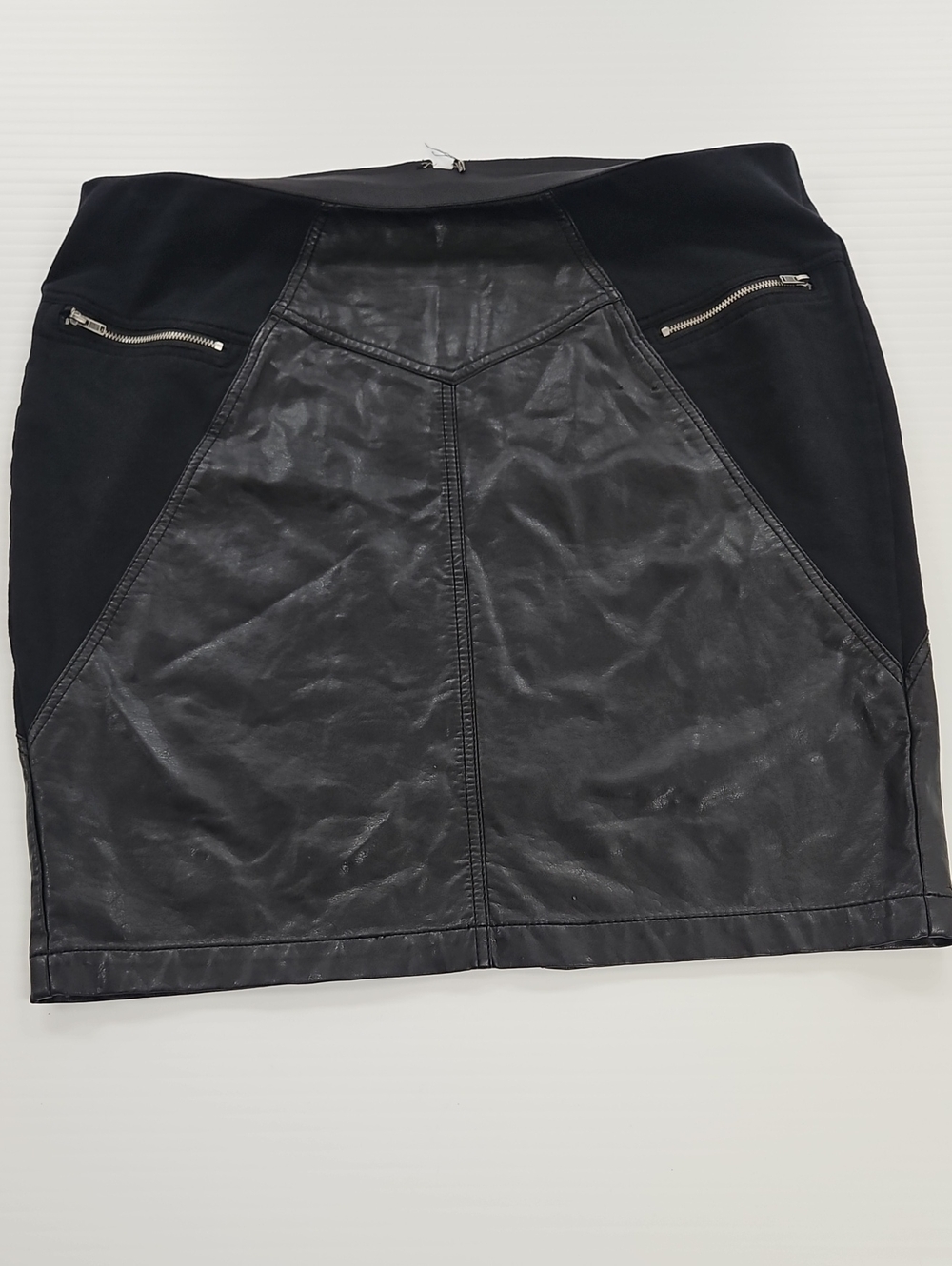 Lane Bryant Black Faux Leather-Panel Mini Skirt